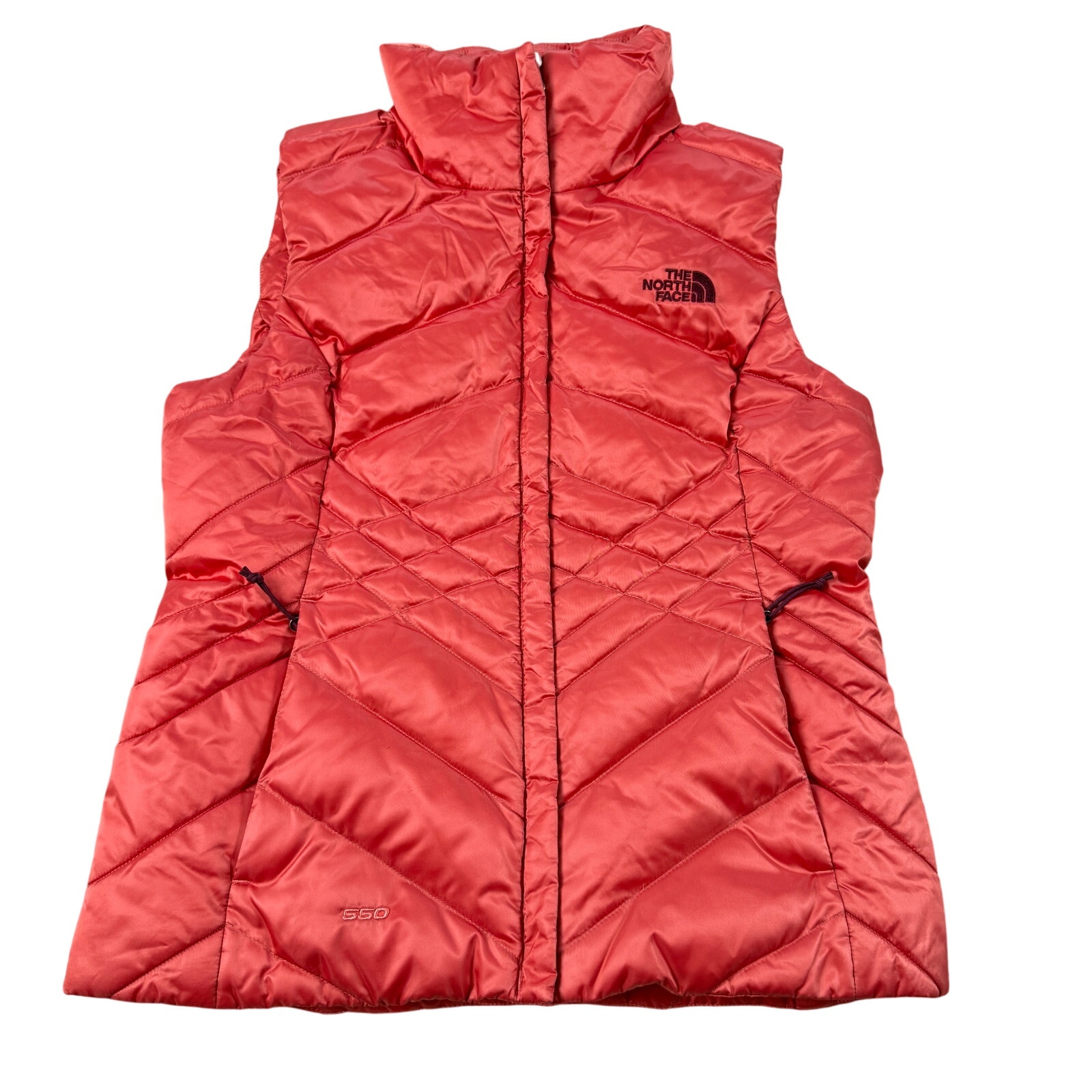 The North Face 550 Down Vest Women’s Small Coral Pink Puffer Quilted Lightweight